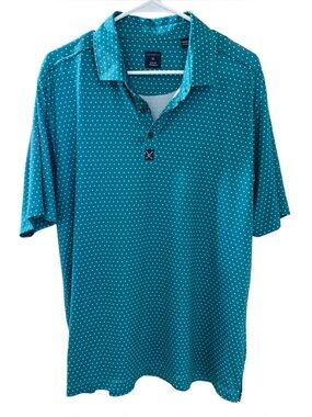 Con.Struct Men's Teal Microdot Polo‎ Shirt Quick Dry Performance Size XL